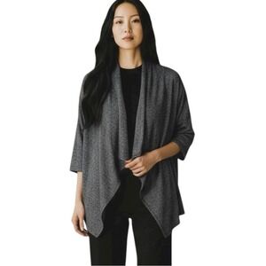 Kim Rogers Cardigan Sweater Women, Gray/Black, 3/4 Sleeve, Size Medium,Pre-Loved